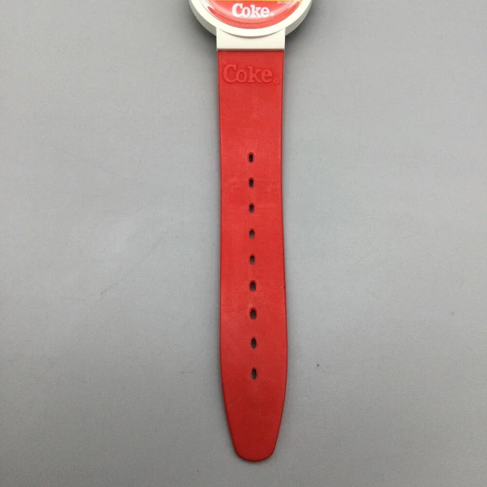 Coca-Cola Coke Mens Watch 35mm Multicolor Logo Dial Red Rubber New Battery